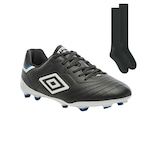 Chuteira de Campo Umbro Speciali Classic + 1 Par de Meião - Adulto PRETO/BRANCO