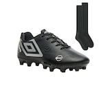 Chuteira de Campo Umbro Orbit + 1 Par de Meião - Infantil PRETO/CINZA