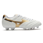 Chuteira de Campo Mizuno Morelia Club MD Adulto BRANCO/OURO