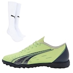 Chuteira Society Puma Ultra Play Tt + 1 Par de Meiões - Adulto VERDE