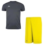 Kit Camiseta Penalty X + Bermuda - Masculina CINZA/AMARELO