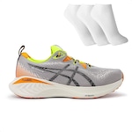 Tênis Asics Gel Cumulus 25 + 3 Pares de Meias - Masculino CINZA ESC/LARANJ CLA