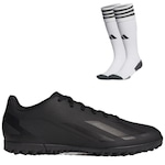 Chuteira Society adidas X Crazyfast.4 + 1 Par de Meiões Color Sports - Adulto PRETO/BRANCO