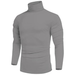 Camisa Térmica Performance Moda Gola Alta Proteção Solar Uv 50+ Blusa Segunda Pele - Masculina CINZA