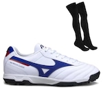 Chuteira Society Mizuno Morelia Classic + Meião BRANCO