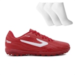 Chuteira Society Topper Blast + 3 Pares de Meias - Adulto VERMELHO/BRANCO