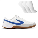 Chuteira Futsal Topper Titanium + 3 Pares de Meias - Adulto BRANCO/AZUL