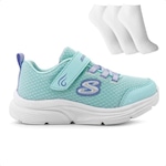 Tênis Skechers Wavy Lites Blissfully Free + 3 Pares de Meias - Infantil VERDE/ROXO