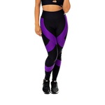 Calça Legging Hoopfit Cós Alto com Recortes - Feminina Preto/Roxo Esc