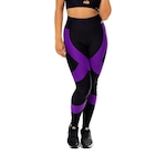 Calça Legging Hoopfit Cós Alto com Recortes - Feminina PRETO/ROXO