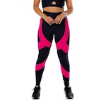 Calça Legging Hoopfit Cós Alto com Recortes - Feminina PRETO/ROSA