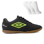 Chuteira Futsal Umbro Neo Striker - + 3 Pares de Meias - Adulto PRETO/VERDE