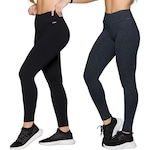 Kit Calças Leggings Selene sem Costura - Feminina - 2 unidades PRETO/CINZA