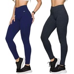 Kit Calças Leggings Selene sem Costura - Feminina - 2 unidades AZUL ESC/CINZA