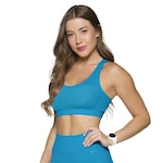 Top Fitness Selene Canelado sem Costura - Feminino AZUL