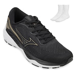 Tênis Mizuno Wave Falcon 5 e Meia Mz23 - Masculino PRETO/OURO