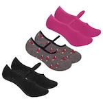 Kit de Meias de Pilates Selene - 34 a 39 - 3 Pares - Adulto PRETO/ROSA