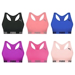 Kit Top Puma Nadador sem Costura - 6 Unidades - Feminino ROSA/AZUL