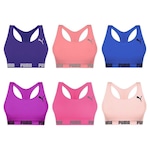 Kit Top Puma Nadador sem Costura - 6 Unidades - Feminino Roxo/Rosa