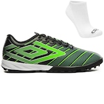 Chuteira Society Umbro Velocita Elixir Club + Meia - Adulto PRETO/VERDE