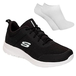 Kit Tênis Skechers Bountiful - Feminino + Par de Meia PRETO/BRANCO