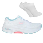 Kit Tênis Skechers Max Cushioning Arch Fit - Feminino + Par de Meia BRANCO