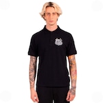 Camiseta Polo Piquet Santos Surf Center - Masculina PRETO