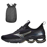 Tênis Mizuno Wave Invictus 4 + Mochila Fun New - Unissex PRETO