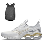 Kit 1 Tênis Mizuno Wave Invictus 4 E 1 Mochila Fun New - Unissex BRANCO