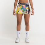 Shorts FitDance Elastico Floral - Feminino Amarelo/Preto