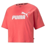 Camiseta Cropped Puma Essentials Logo - Feminina ROSA/BRANCO