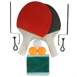 Kit Ping Pong Novo Século: 2 Raquetes 3 Bolas + 1 Rede + Suporte Mesa VERMELHO/PRETO/CINZA