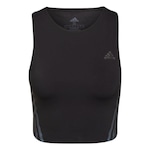 Top Fitness adidas Cropped Run Icons 3 Stripes - Feminino PRETO/CINZA