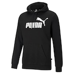 Blusão de Moletom Puma Ess Big Logo Hoodie Fl - Masculino PRETO/BRANCO