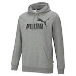 Blusão de Moletom Puma Essentials Hoodie Fl Big Logo - Masculino CINZA/PRETO