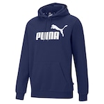 Blusão de Moletom Puma Ess Big Logo Hoodie Fl - Masculino AZUL ESC/BRANCO