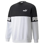 Blusão de Moletom Puma Power Colorblock - Masculino PRETO/BRANCO