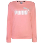 Blusão de Moletom Puma Ess Metallic Logo Crew Tr - Feminino ROSA/CINZA