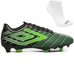 Kit Chuteira de Campo Umbro Velocita Elixir Club + Meia - Adulto PRETO/VERDE