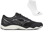 Tênis Mizuno Hawk 5 + Par de Meias - Unissex PRETO/BRANCO