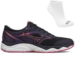 Tênis Mizuno Hawk 5 + Par de Meia - Unissex PRETO/ROSA