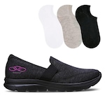 Tênis Olympikus Slip On Angel 3 + 3 Pares de Meias Color Sports - Feminino PRETO/ROXO