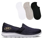 Tênis Olympikus Slip On Angel 3 + 3 Pares de Meias Color Sports - Feminino PRETO/OURO