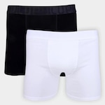 Kit Cuecas Boxer Lupo - 2 Peças - Masculino BRANCO/PRETO