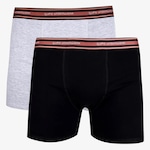 Kit Cueca Boxer Lupo com Elástano - 2 Peças - Masculino GRAFITE/PRETO/LARANJ