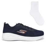 Tênis Skechers Go Run Fast-Quake + 1 Par de Meias Color Sports - Masculino AZUL ESC/BRANCO