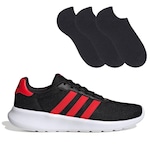 Tênis adidas Lite Racer 3.0 + 3 Pares de Meias Color Sports - Unissex PRETO/VERMELHO