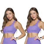 Kit Tops Fitness Selene Canelado sem Costura - Feminino - 2 unidades ROXO