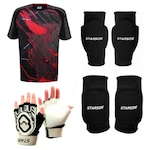 Kit de Goleiro: Camisa StarSide + Luvas + Joelheira + Cotoveleira - Adulto VERMELHO