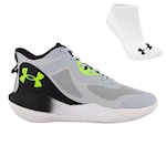 Kit Tênis Under Armour Bankshot - Masculino + Meia CINZA/PRETO